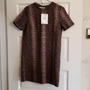 Zara Trafaluc Snakeskin Print Tshirt Dress
